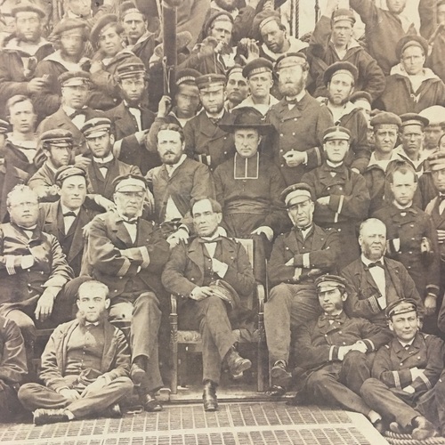 Large Format Photo of Admiral Pierre-Gustav Roze and Crew in Nagasaki taken onboard the frigate Guerrière